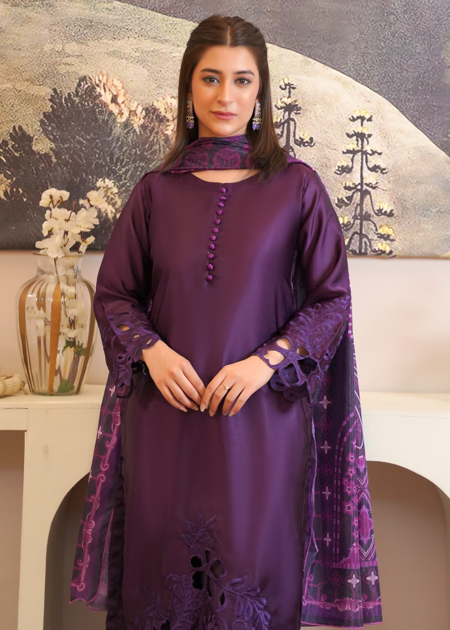 Rangoon Clothing Kohinoor plum Women 3pcs
