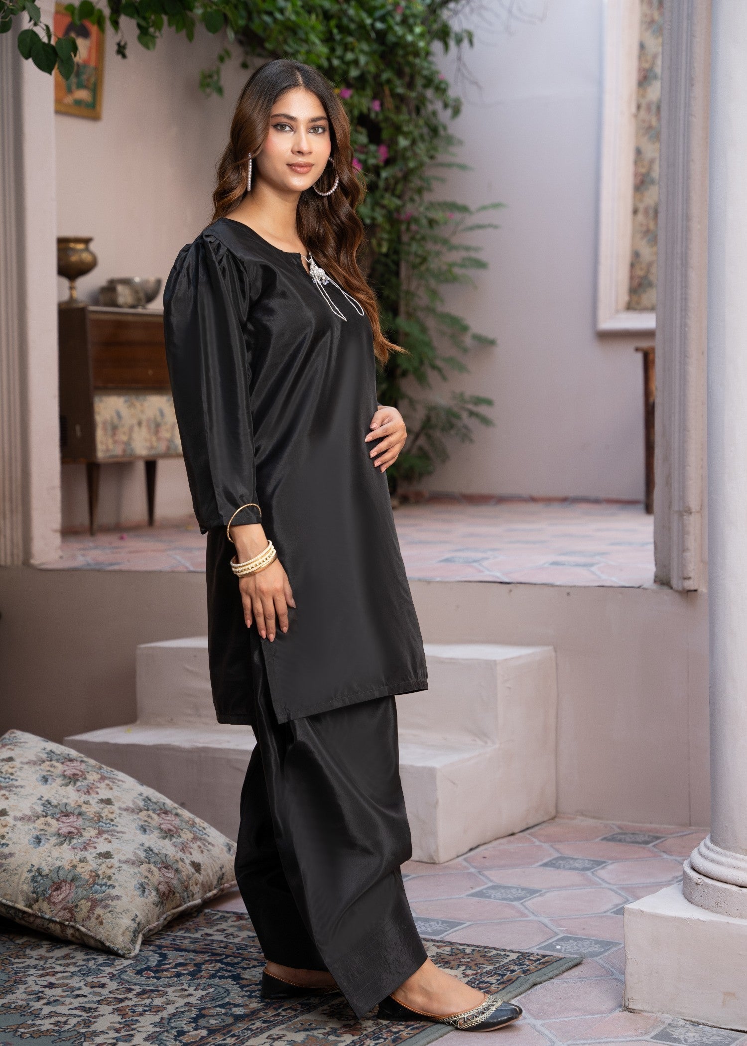 Sajfi Closet Farshi Shalwar suit Stitched with Buttons Suit for Women Women 2pcs