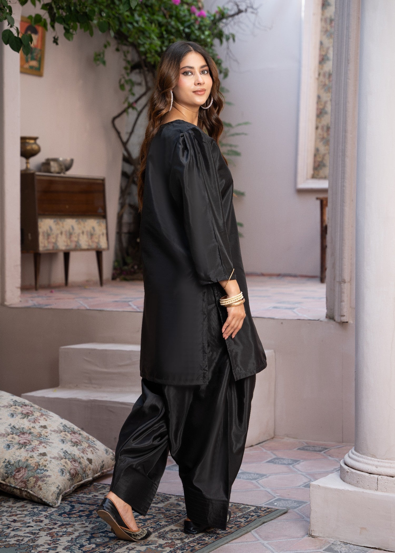 Sajfi Closet Farshi Shalwar suit Stitched with Buttons Suit for Women Women 2pcs