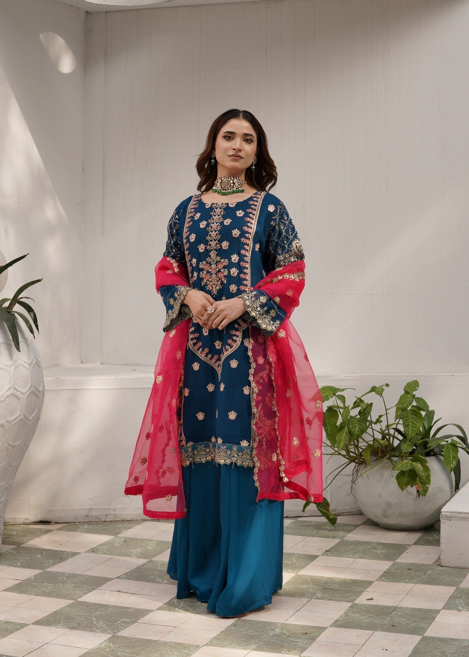 Pehnawa By Bin Akram’s Teal Treasure Chiffon Women 3pcs