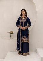 Pehnawa By Bin Akram’s Navy Muse Chiffon Women 3pcs