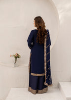 Pehnawa By Bin Akram’s Navy Muse Chiffon Women 3pcs