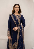 Pehnawa By Bin Akram’s Navy Muse Chiffon Women 3pcs