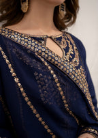 Pehnawa By Bin Akram’s Navy Muse Chiffon Women 3pcs