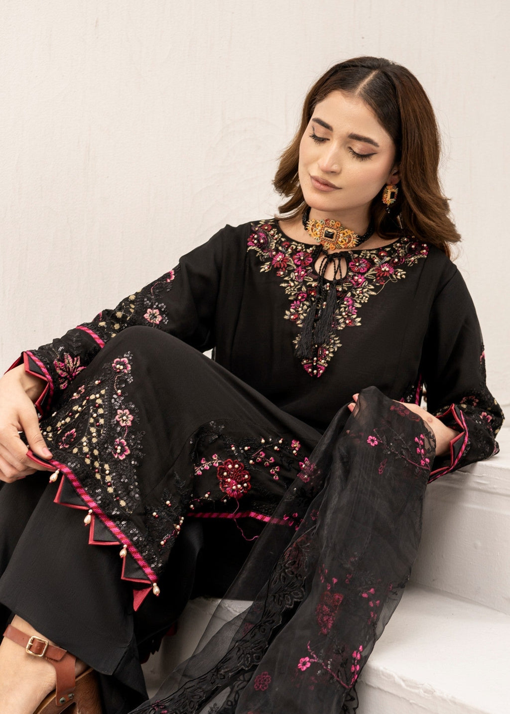 Pehnawa By Bin Akram’s Midnight Muse Chiffon Women 3pcs