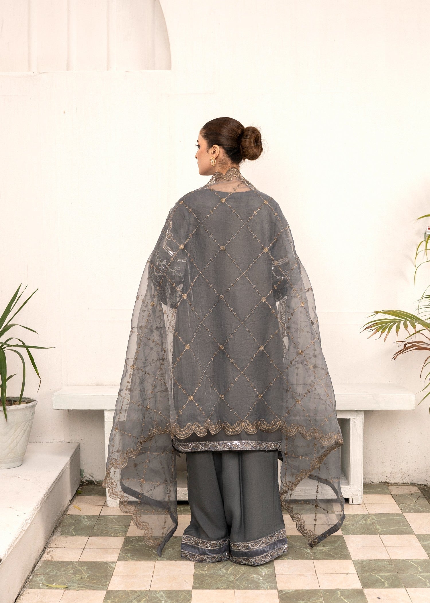 Pehnawa By Bin Akram’s Grey Grace Chiffon Women 3pcs