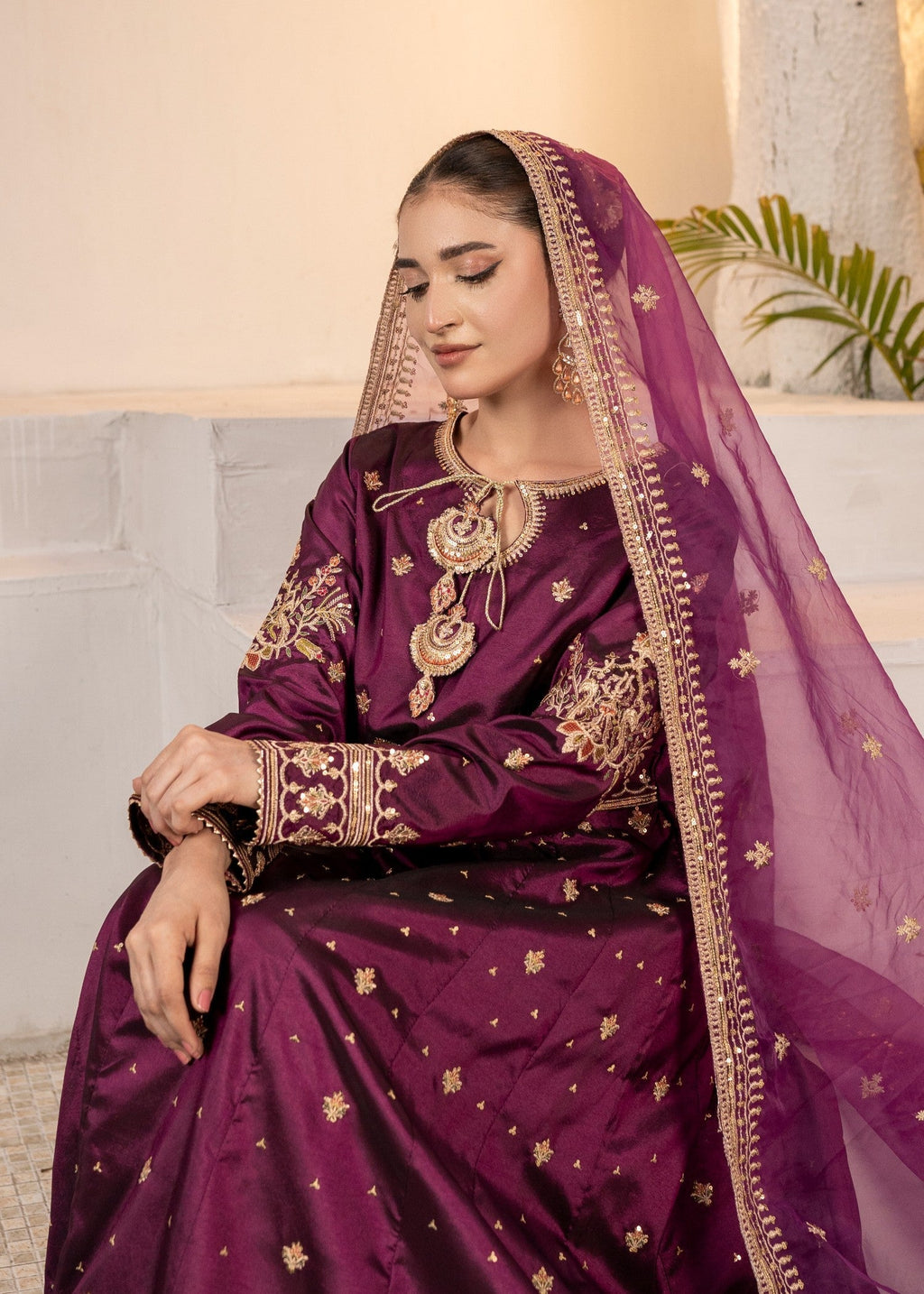 Pehnawa By Bin Akram’s Mauve Muse Silk Women 3pcs