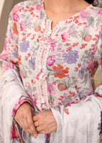 Humna & Momina EMBROIDERED PRINTED LAWN SUIT SNOW Women 3pcs