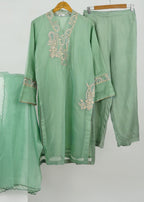 6teen Organza Embroidered Suit(Pret) Seam Green Women 3pcs