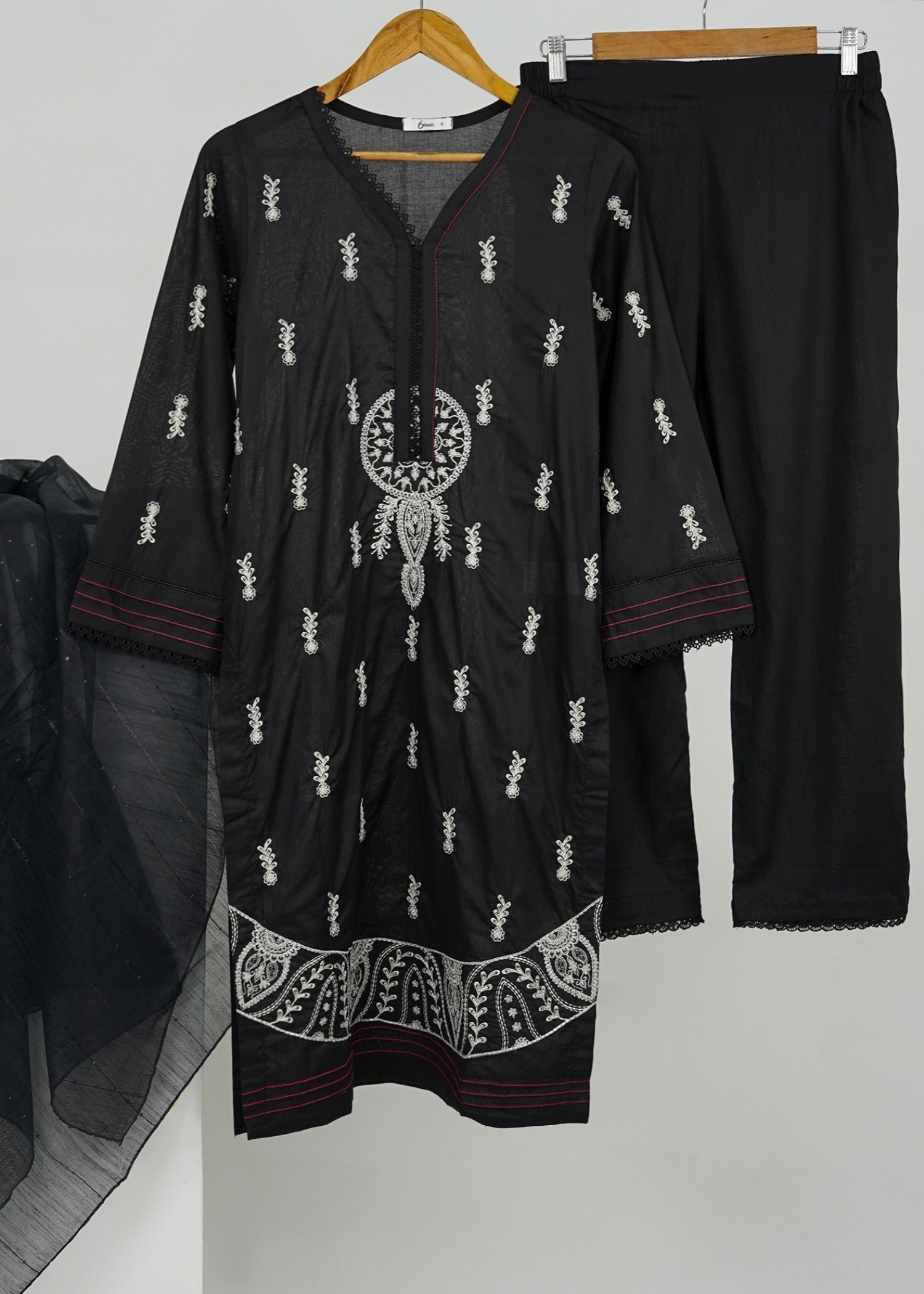 6teen S52 BLACK SILVER EMBROIDERED Women 3pcs