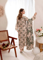 Humna & Momina Lawn Set with Print & Embroidery WHEAT (wheat) Women 3pcs