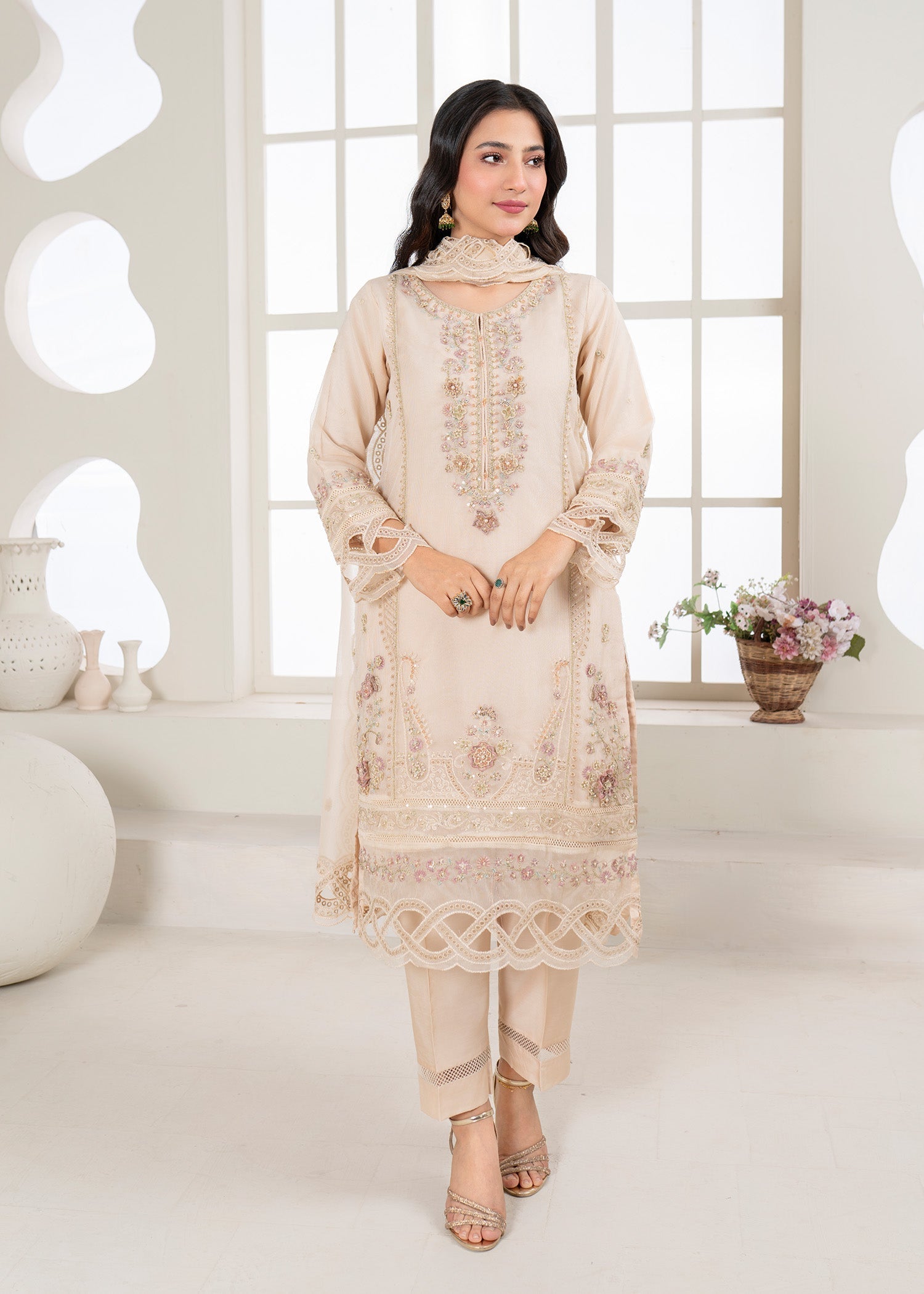Bin Tayyab (BT006110 CRM2) Women 3pcs