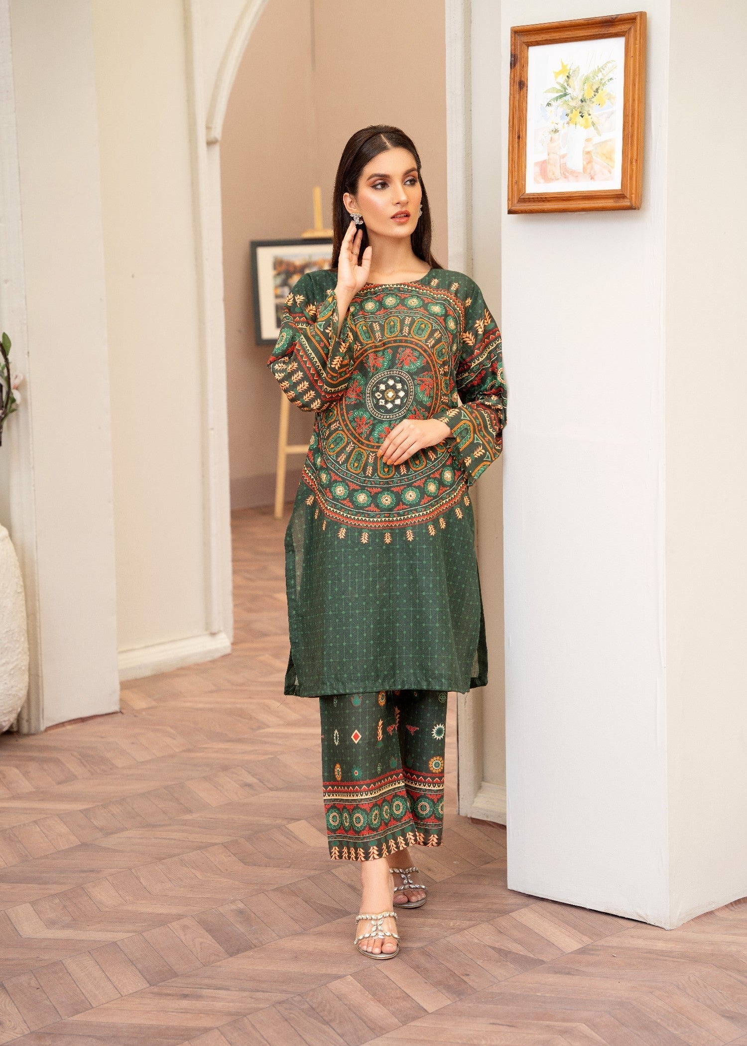 Zeenat & Zoha Sindhi Mandala ( Bottle Green edition ) Women 2pcs
