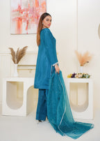 Kashaf Teal Farshi shalwar Adda work Women 3pcs