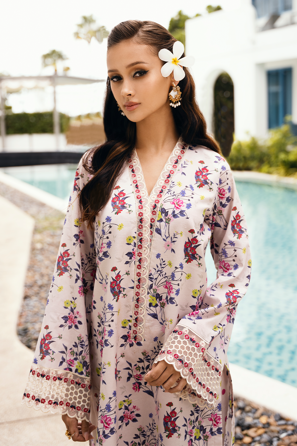 Esra Embroidered Printed Cambric MK 24 02 Women 2pcs