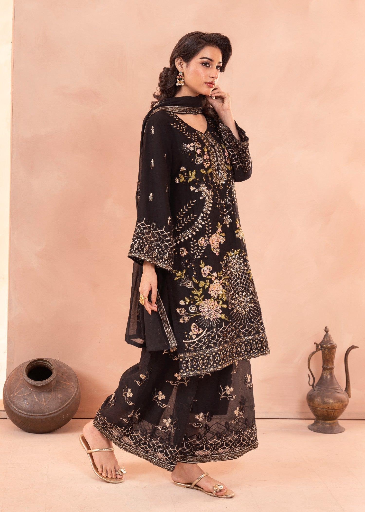 Four Season Boutique PINEAPPLE CHIFFON BLACK Women 3pcs