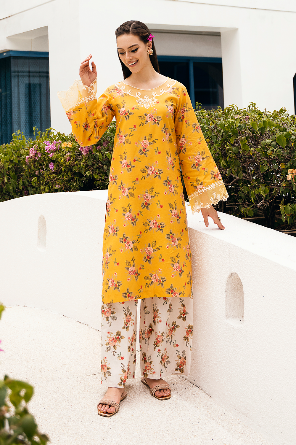 Esra Embroidered Printed Cambric MK 24 04 Women 2pcs