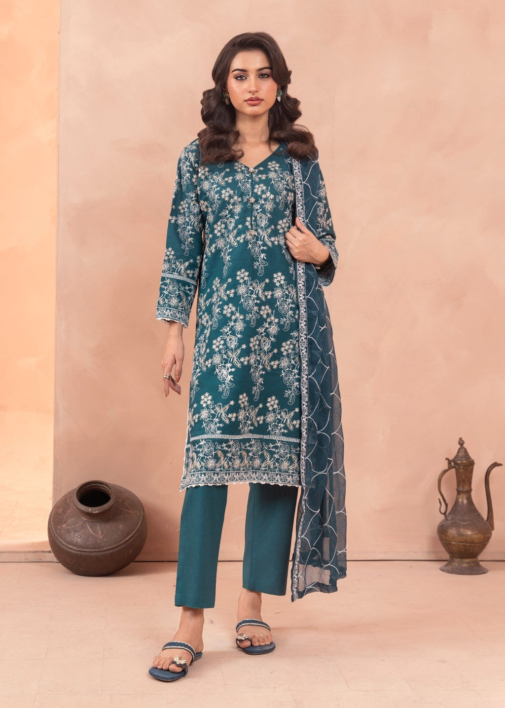 Four Season Boutique SAMBER COTTON TEAL BLUE Women 3pcs