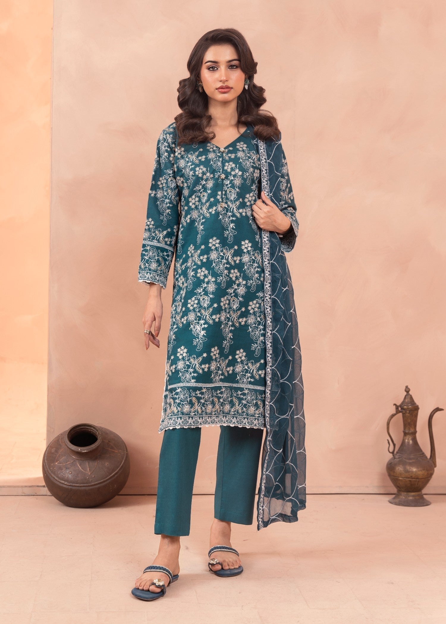 Four Season Boutique SAMBER COTTON TEAL BLUE Women 3pcs