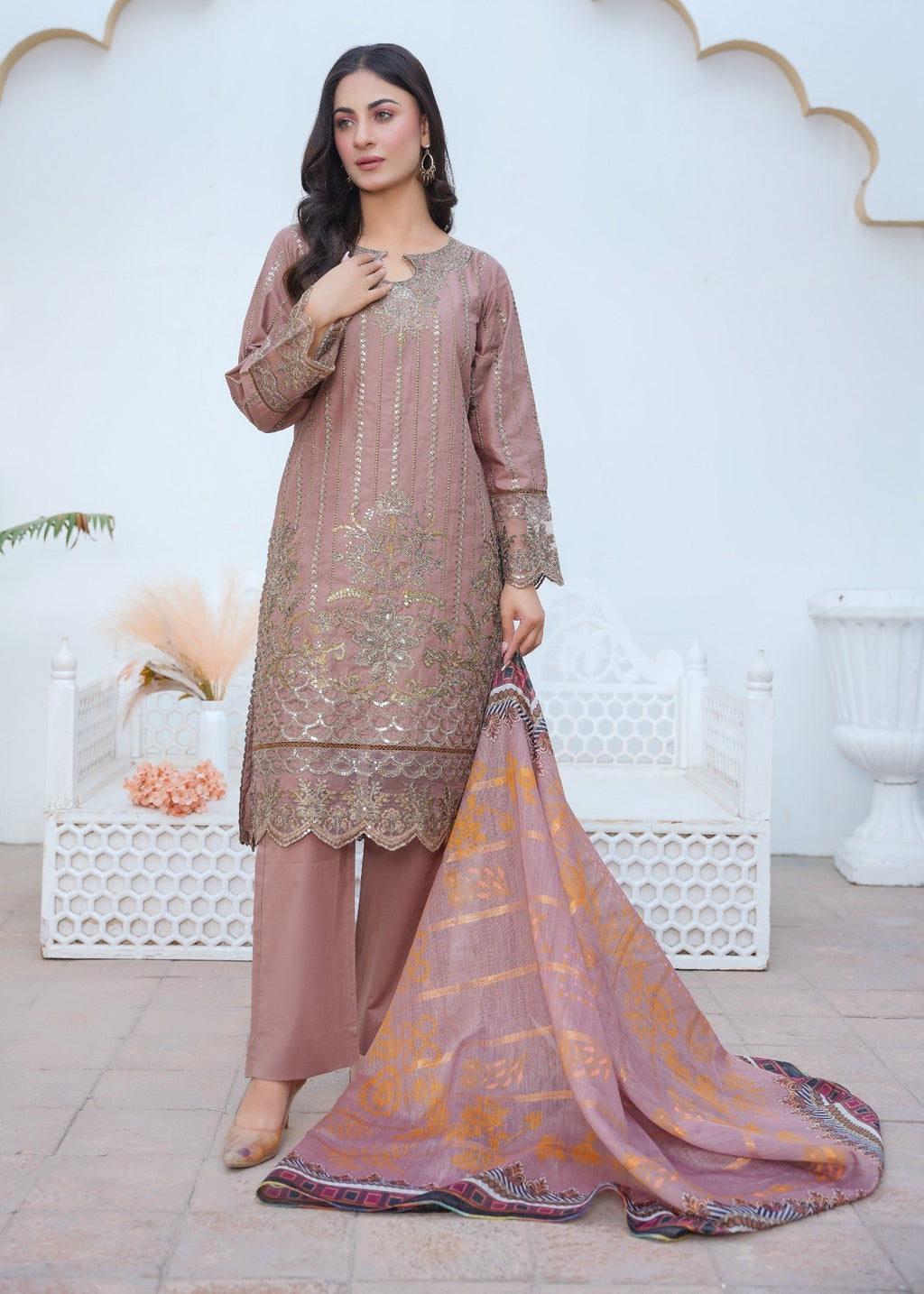Kashaf | Tea Rose Cotton Set (1) Women 3pcs