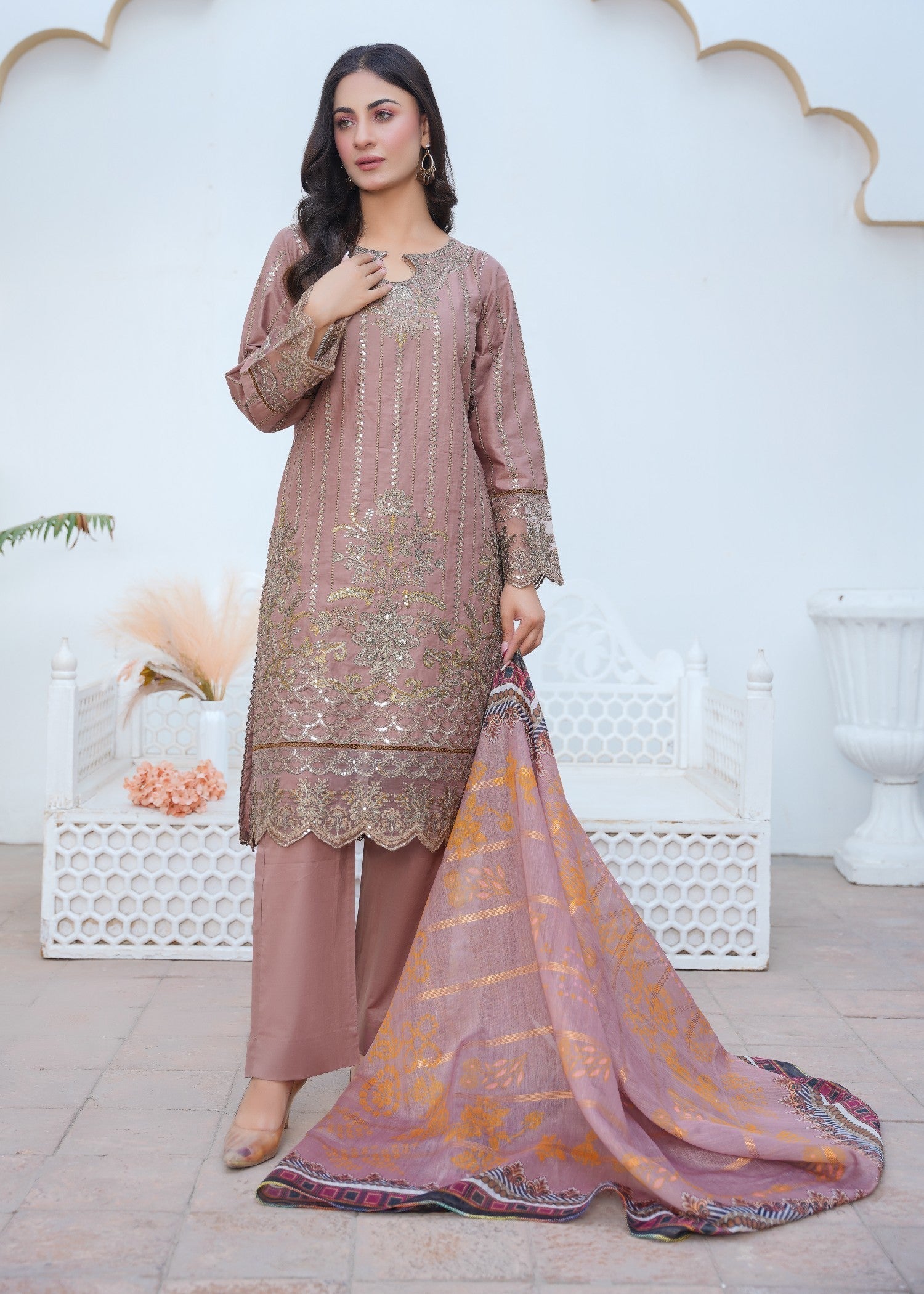 Kashaf | Tea Rose Cotton Set (1) Women 3pcs