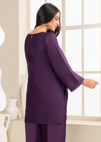 Ramal plum embroidered dress Women 2pcs