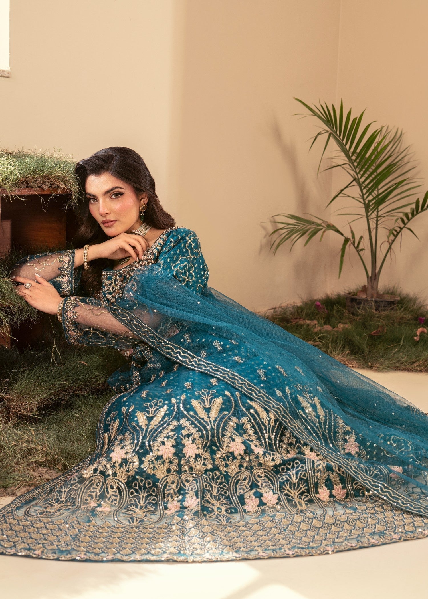 Four Season Boutique ZIRWAH TEAL BLUE Women 3pcs