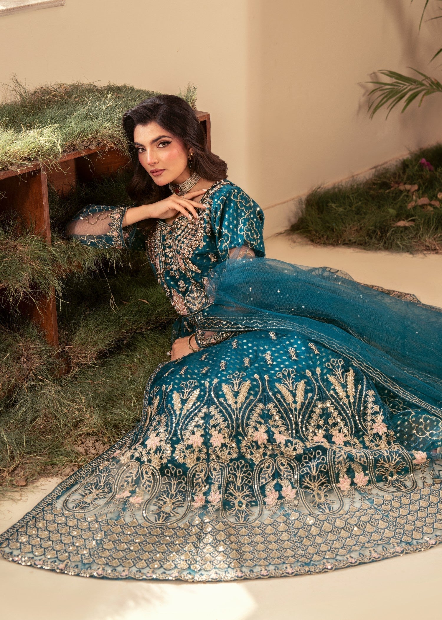 Four Season Boutique ZIRWAH TEAL BLUE Women 3pcs