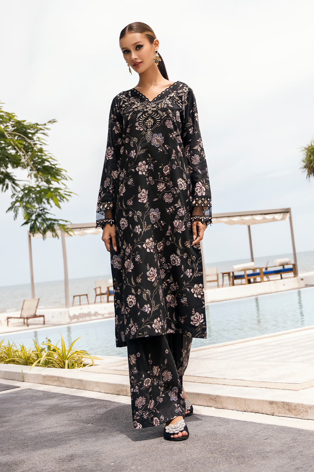 Esra Embroidered Printed Cambric MK 24 05 Women 2pcs