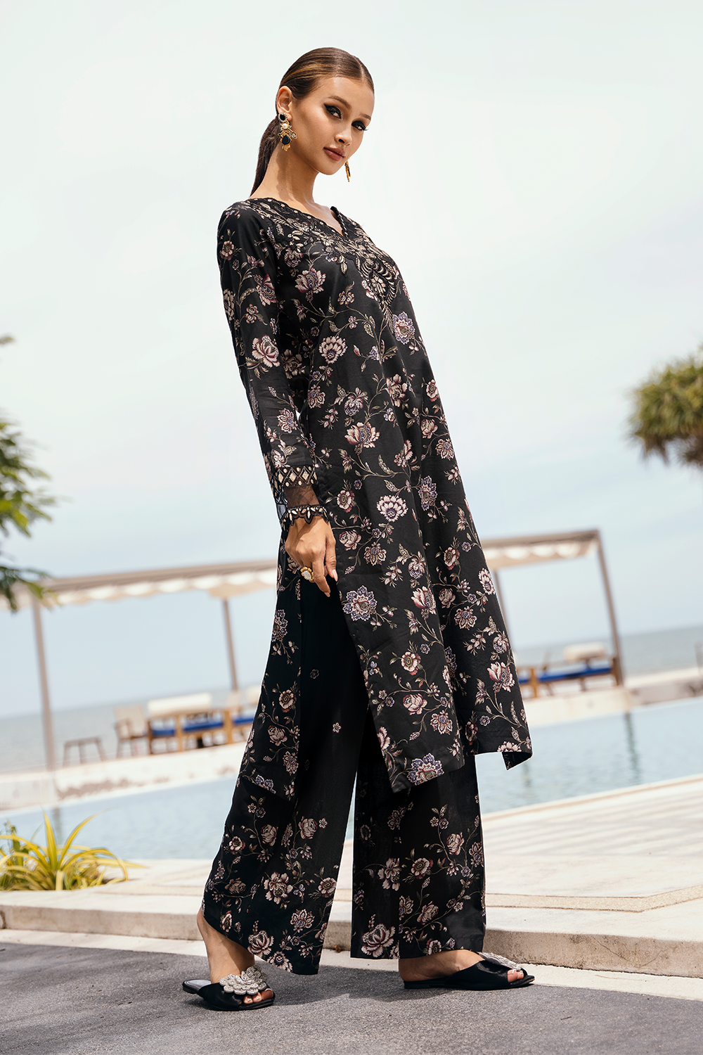 Esra Embroidered Printed Cambric MK 24 05 Women 2pcs