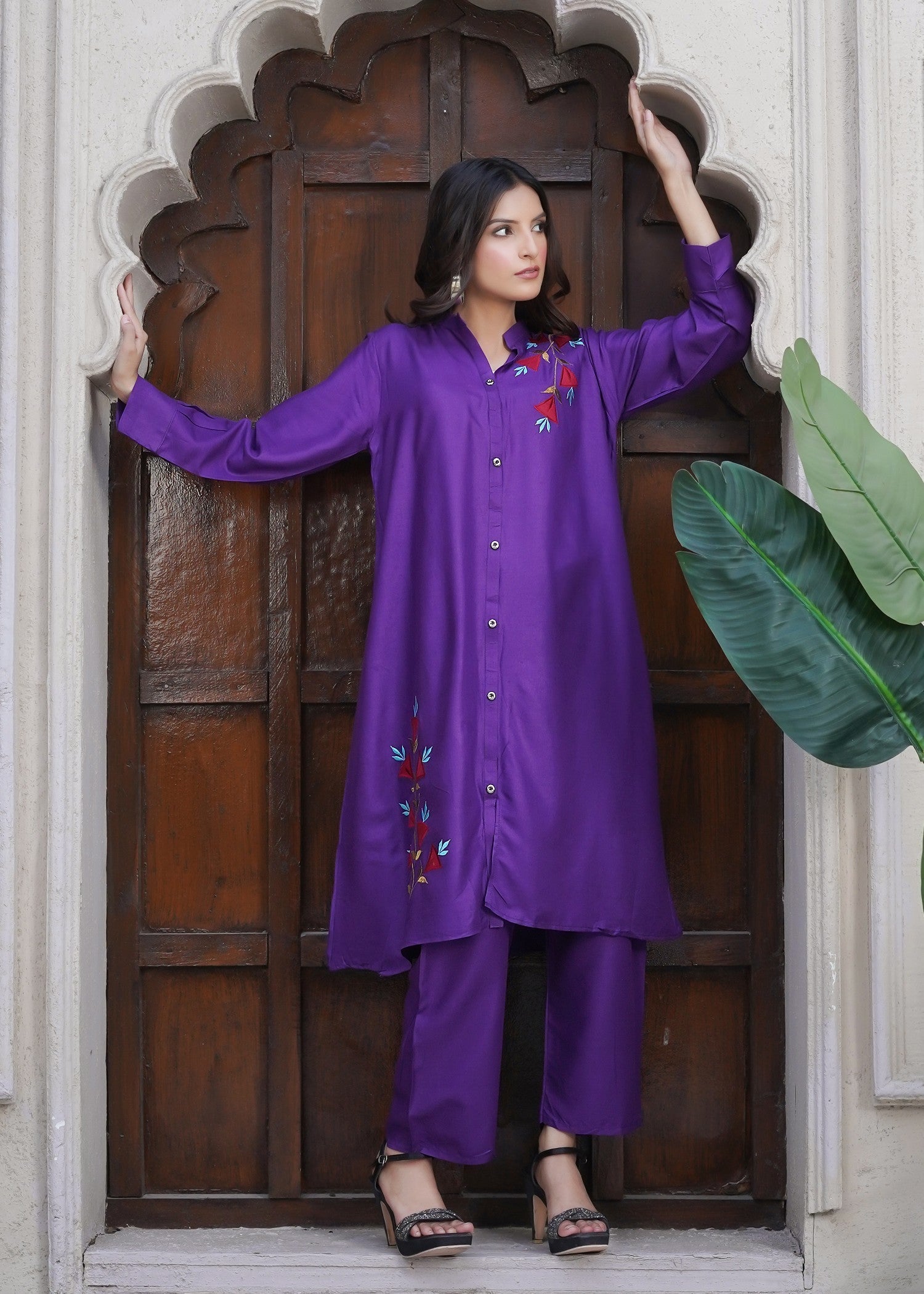 Hamna Kalim reema purple tow piece Women 2pcs