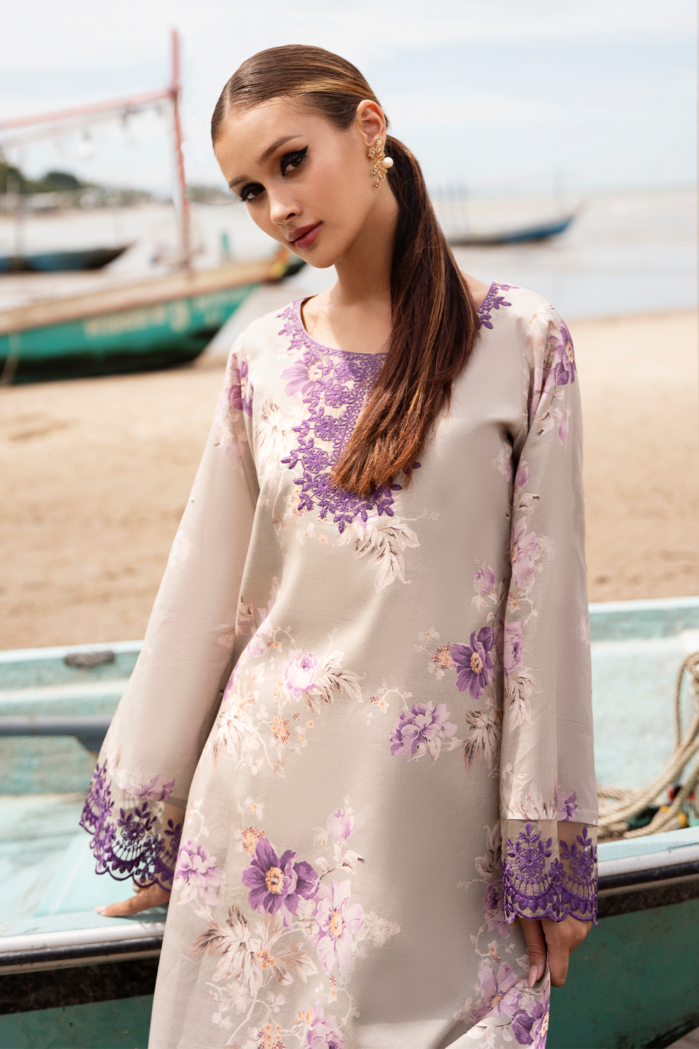 Esra Embroidered Printed Cambric MK 24 09 Women 2pcs