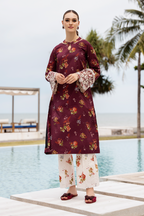 Esra Embroidered Printed Cambric MK 24 01 Women 2pcs