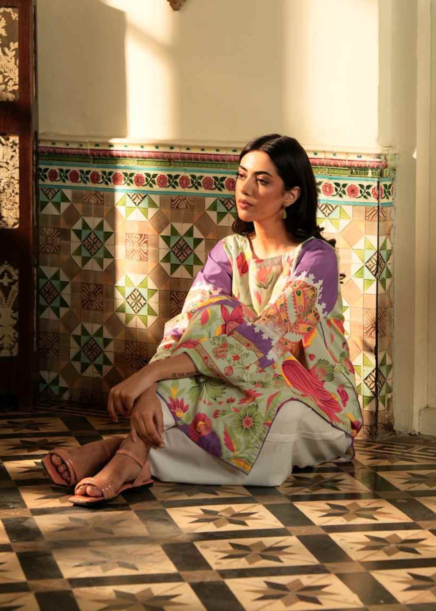 Narvan Ethnic Floral Print () Women 2pcs