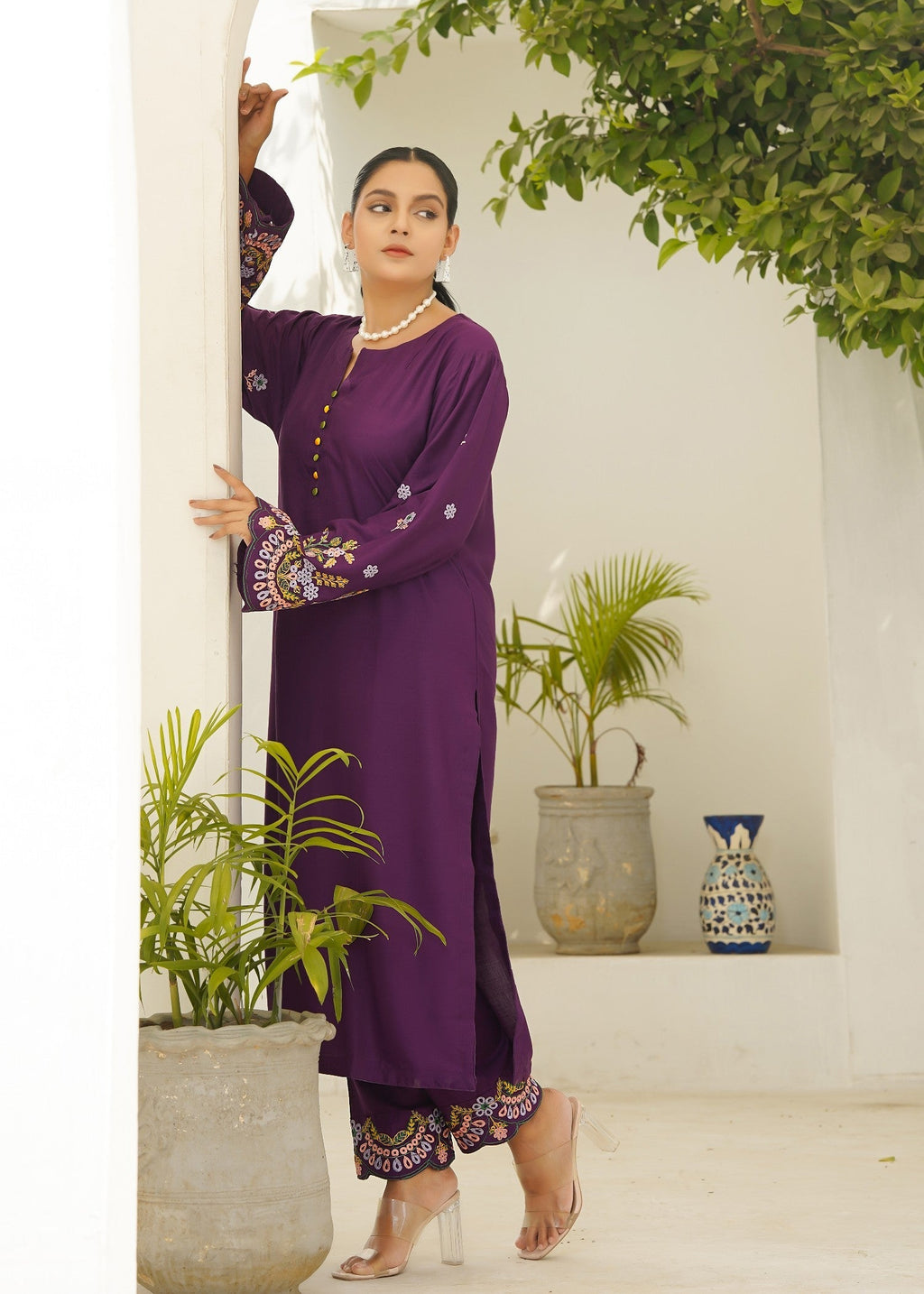 Hamna Kalim HUMA PURPLE TWO PIECE Women 2pcs