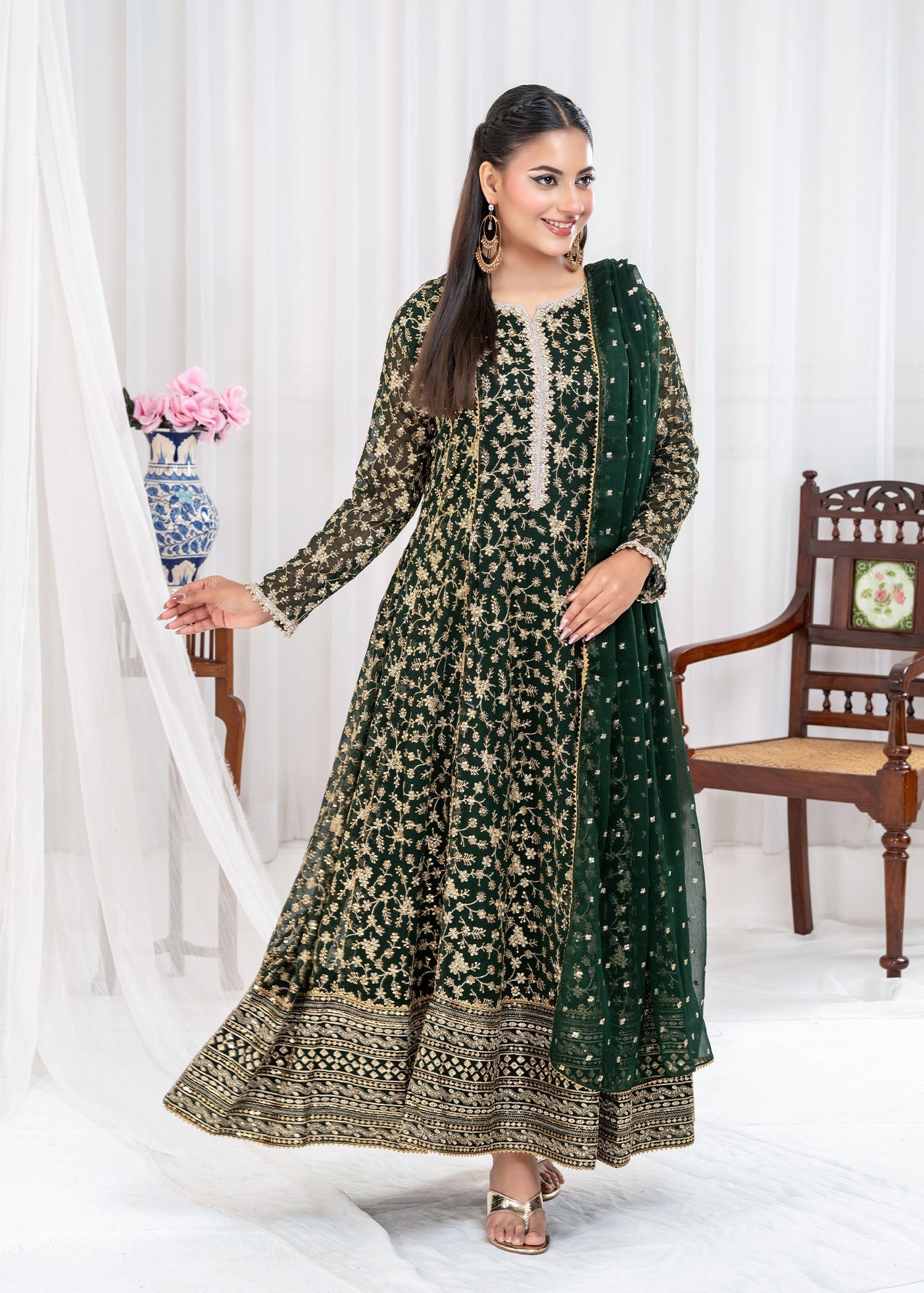 Ayesha Closet SAWARIYA BOTTLE GREEN Women 3pcs
