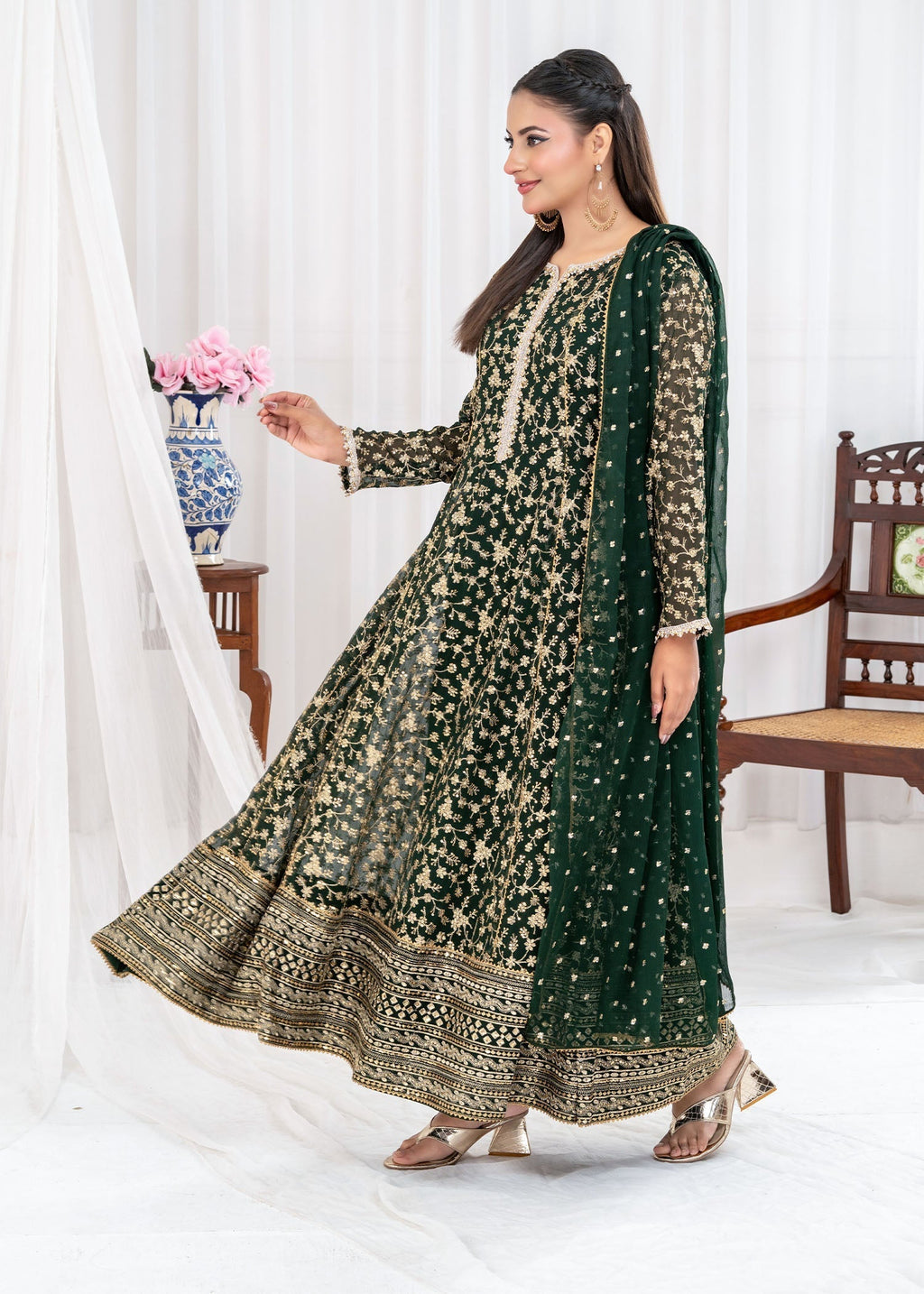 Ayesha Closet SAWARIYA BOTTLE GREEN Women 3pcs