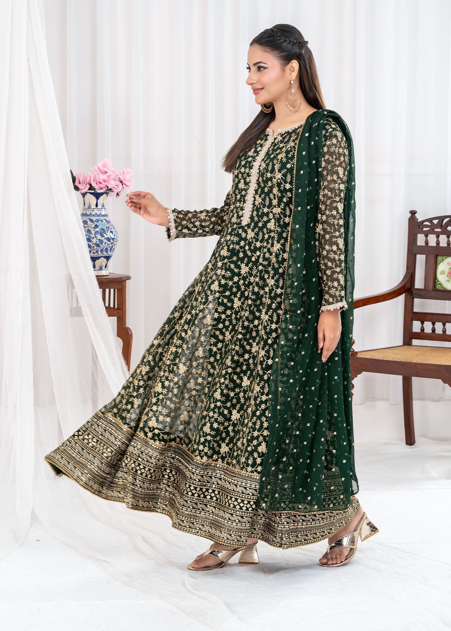 Ayesha Closet SAWARIYA BOTTLE GREEN Women 3pcs
