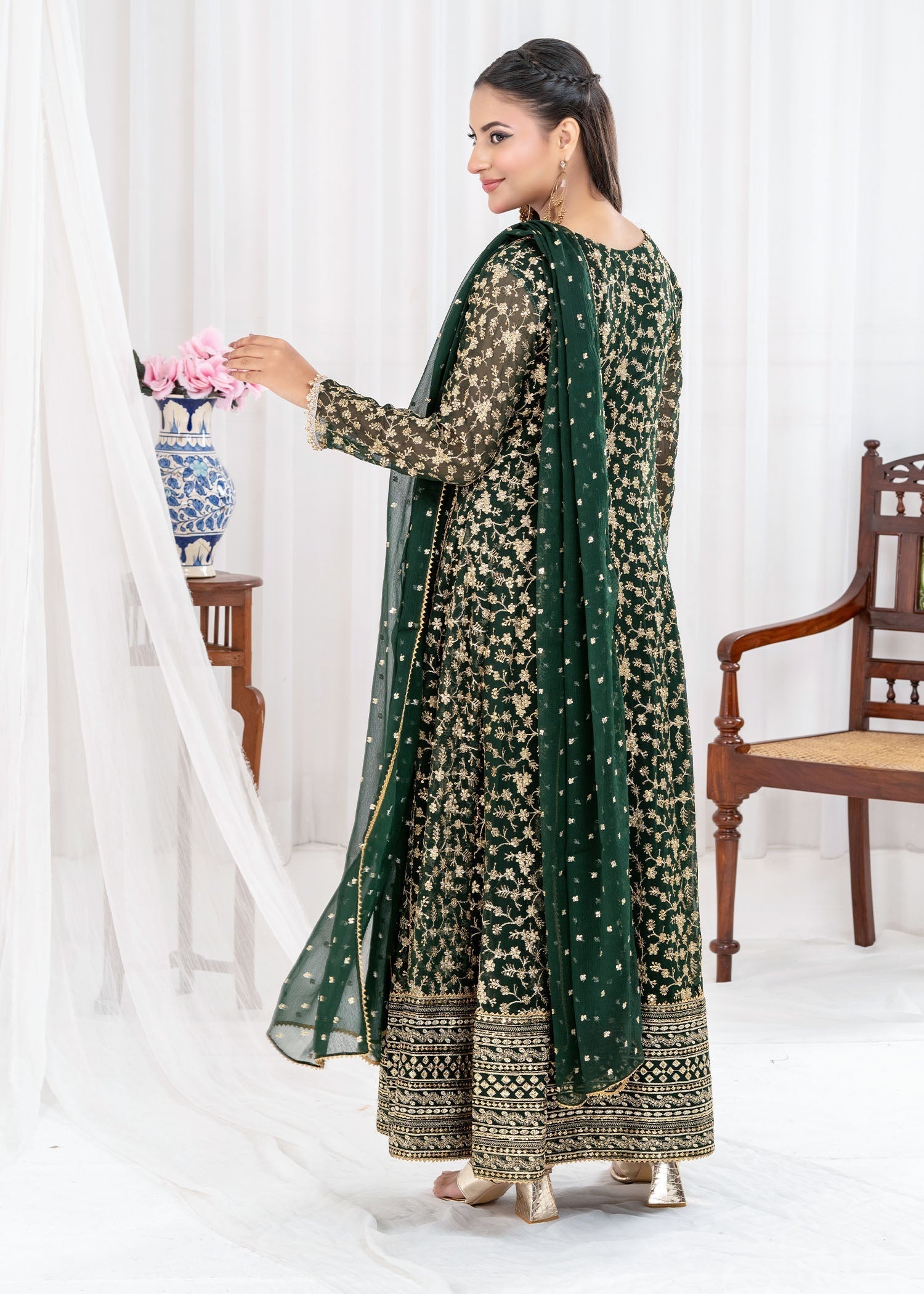 Ayesha Closet SAWARIYA BOTTLE GREEN Women 3pcs