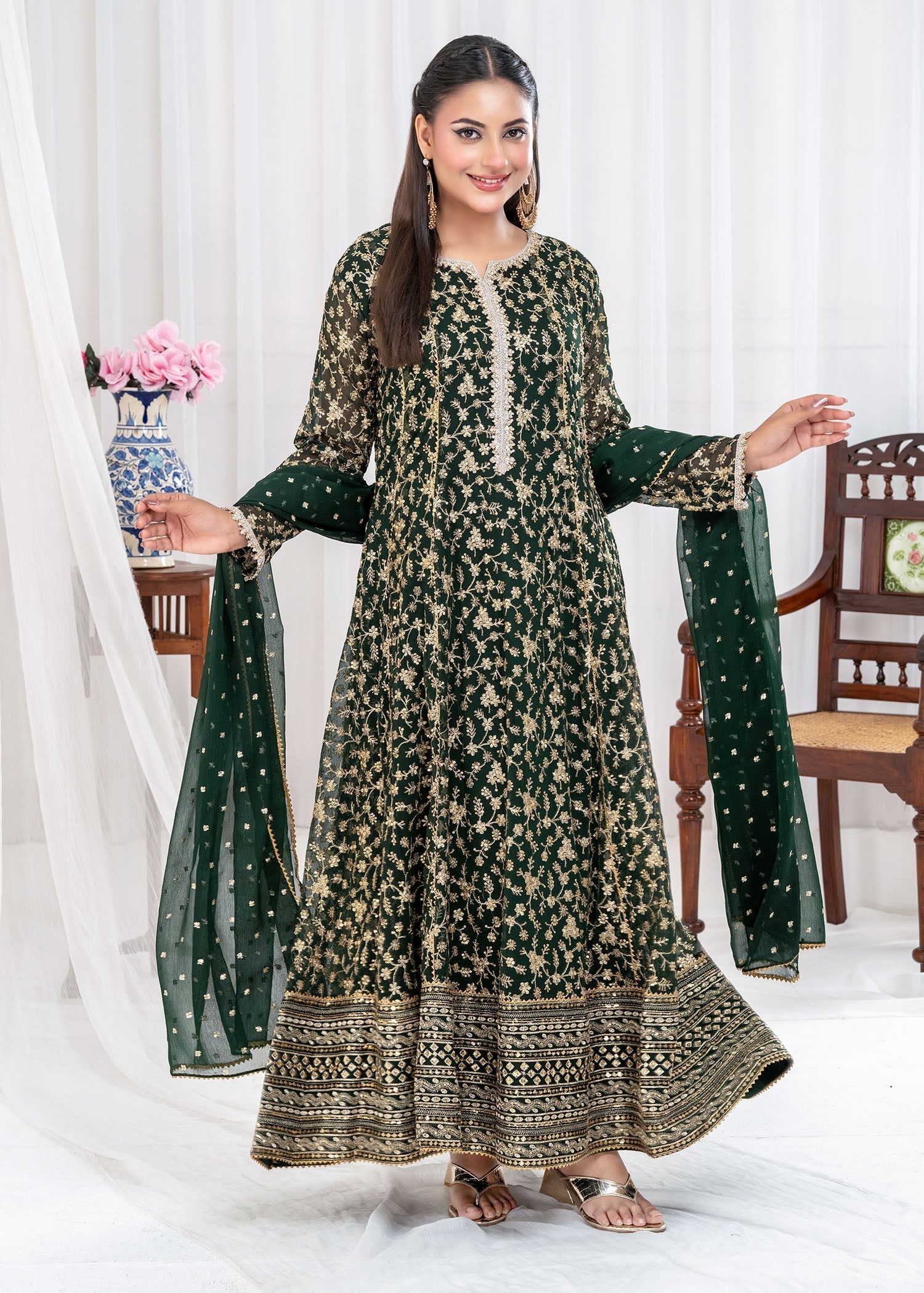 Ayesha Closet SAWARIYA BOTTLE GREEN Women 3pcs