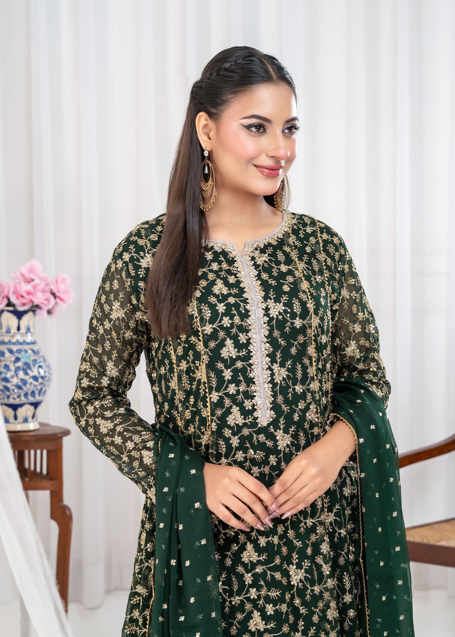 Ayesha Closet SAWARIYA BOTTLE GREEN Women 3pcs