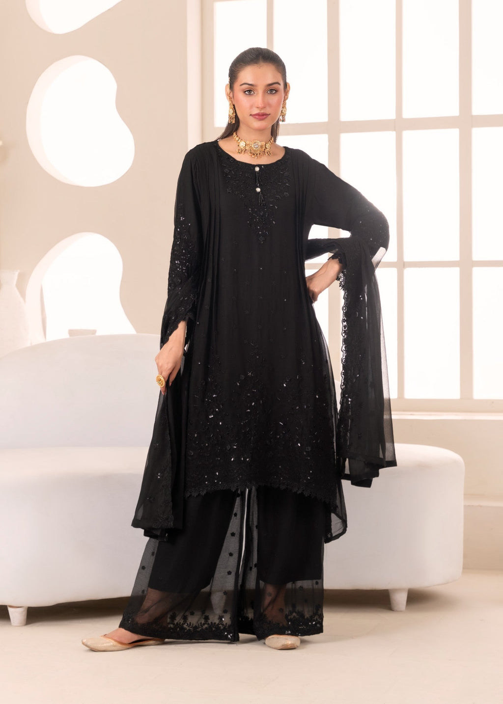 Four Season Boutique HANIA PISHWAS BLACK Women 3pcs