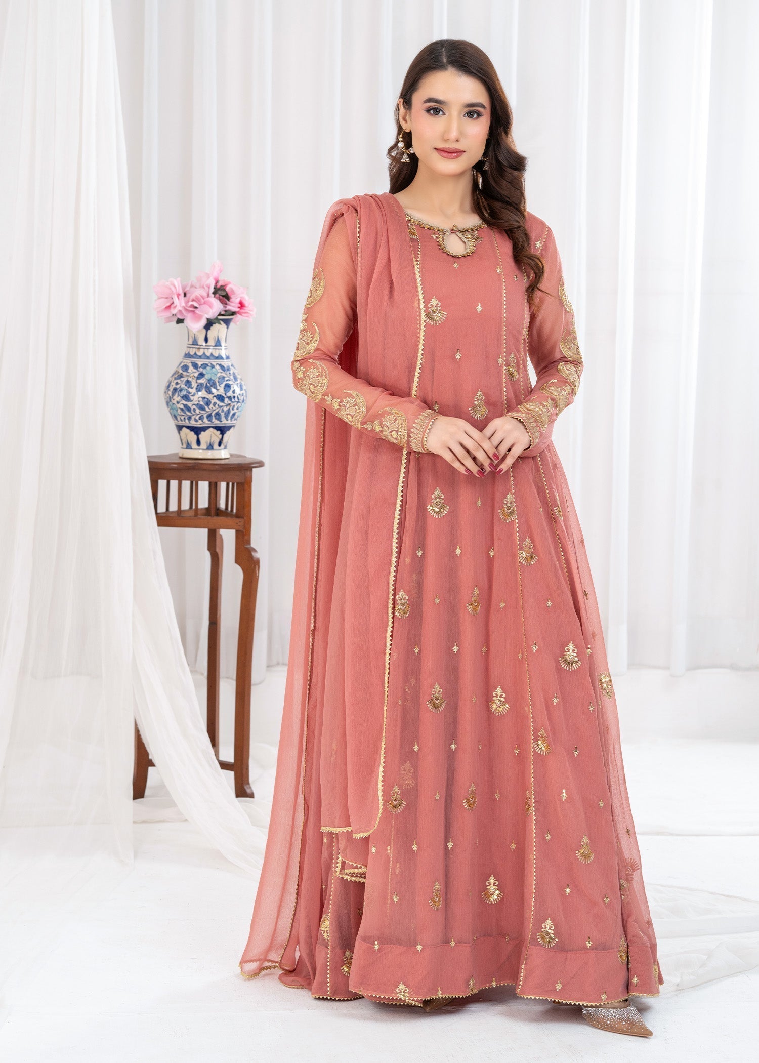 Ayesha Closet SURTAAL CORAL PINK Women 3pcs