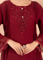 Four Season Boutique HANIA PISHWAS MAROON Women 3pcs