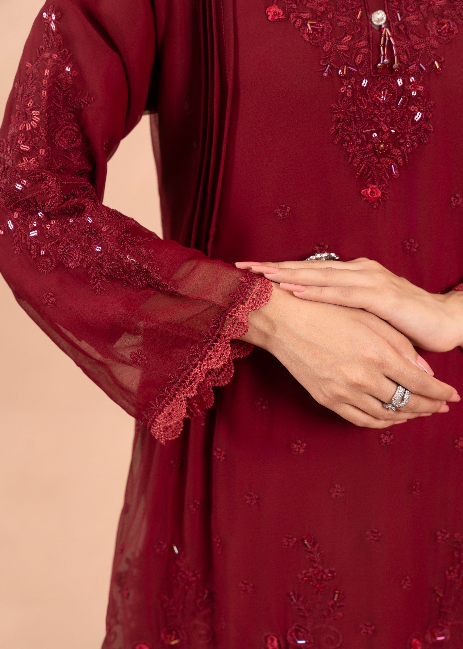 Four Season Boutique HANIA PISHWAS MAROON Women 3pcs