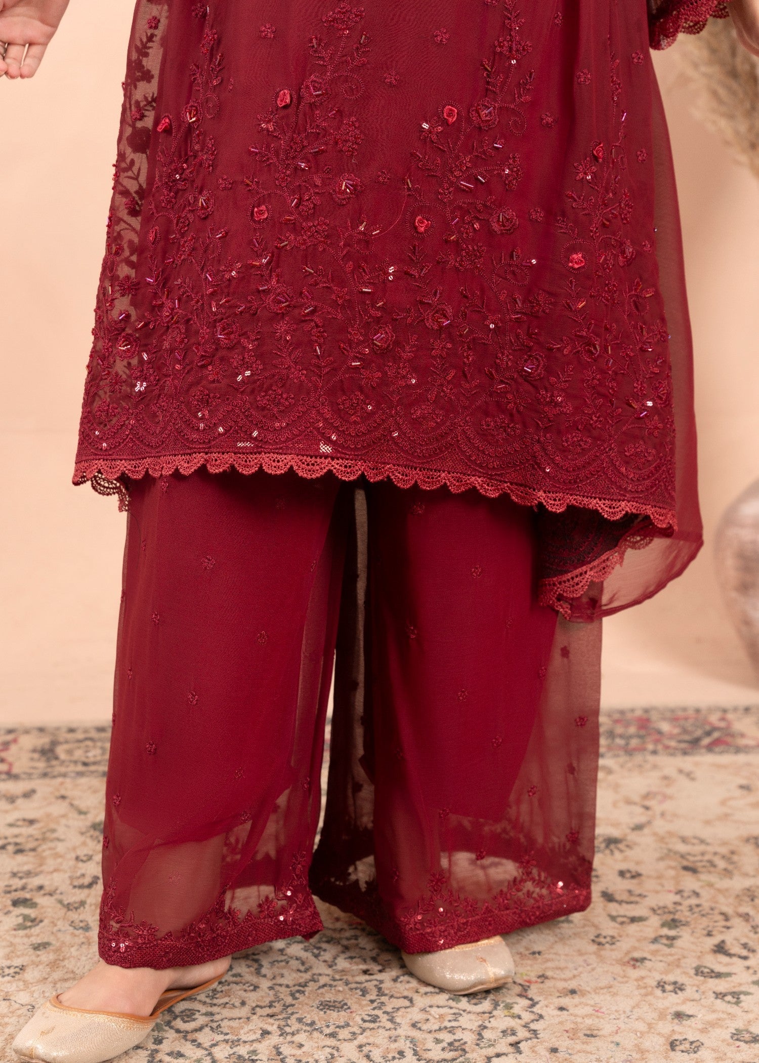 Four Season Boutique HANIA PISHWAS MAROON Women 3pcs