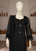 Symas Black Embroidered Cotton Net Suit Women 3pcs