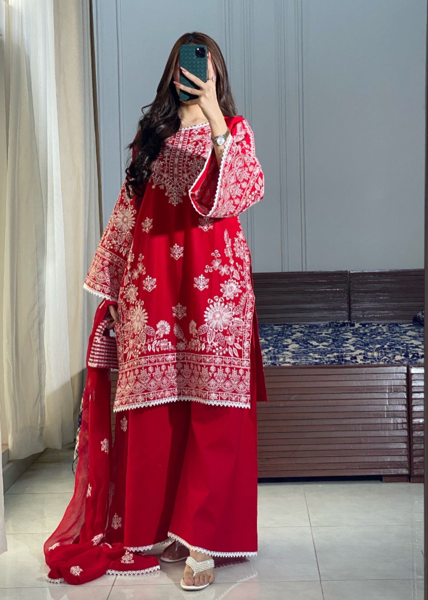 Ayesha B red (lamia) Women 3pcs
