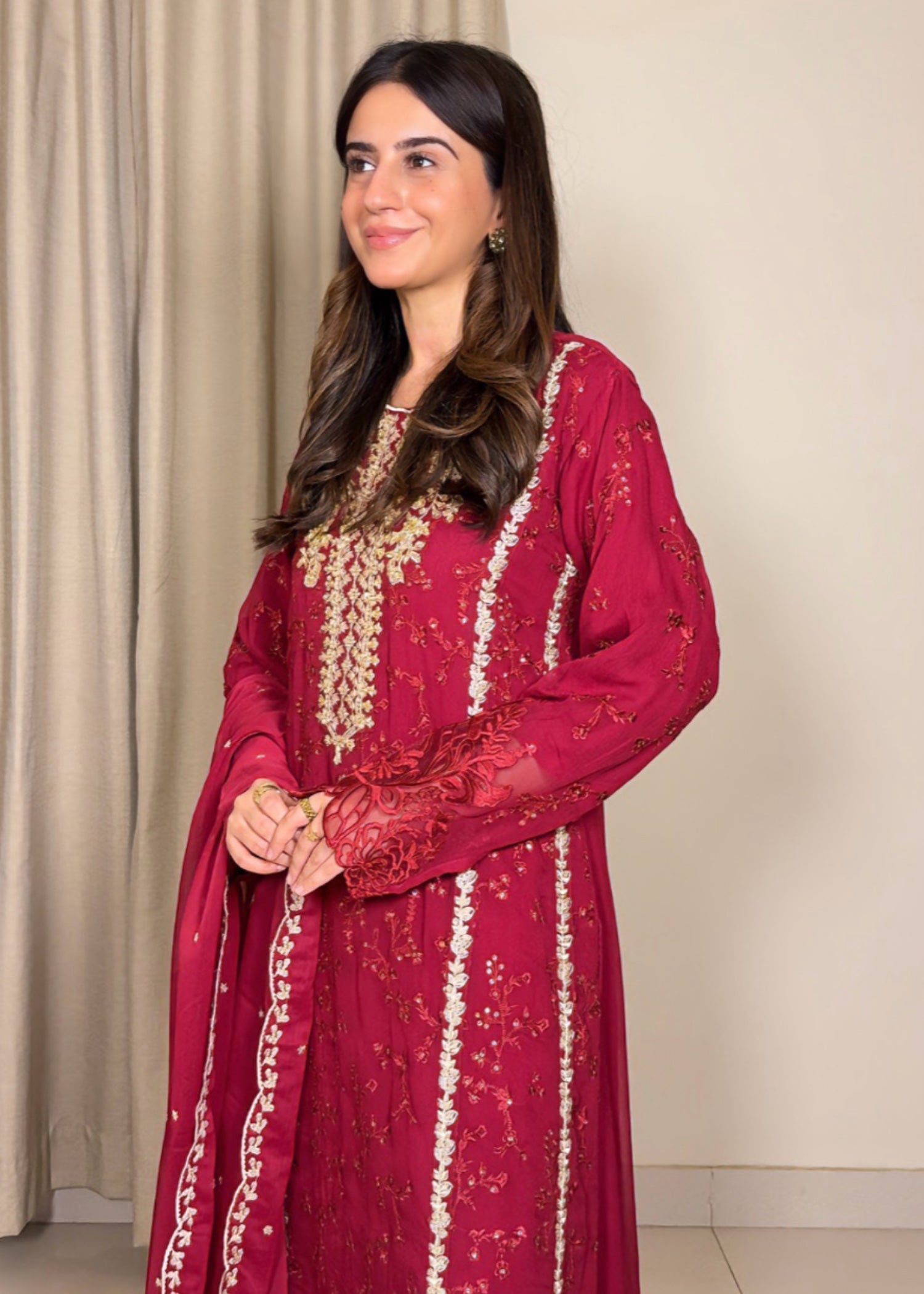 Ayesha B maroon (sahaful) Women 3pcs