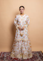 Aqasi Motia ( White Gharara set ) Women 3pcs